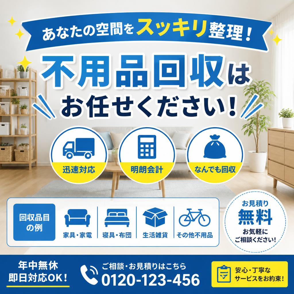 あなたの空間をスッキリ整理！不要品回収はお任せください！