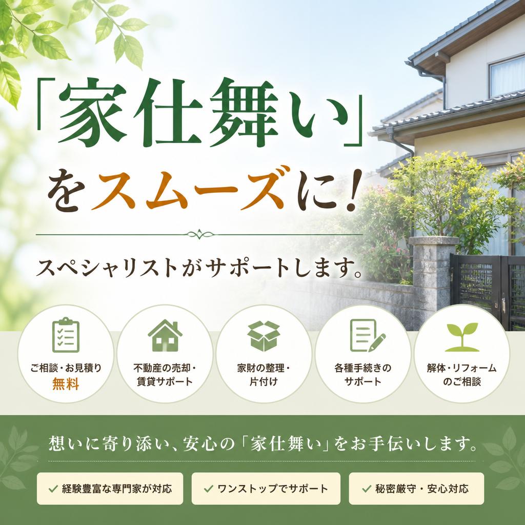 「家仕舞い」をスムーズに！スペシャリストがサポートします。
