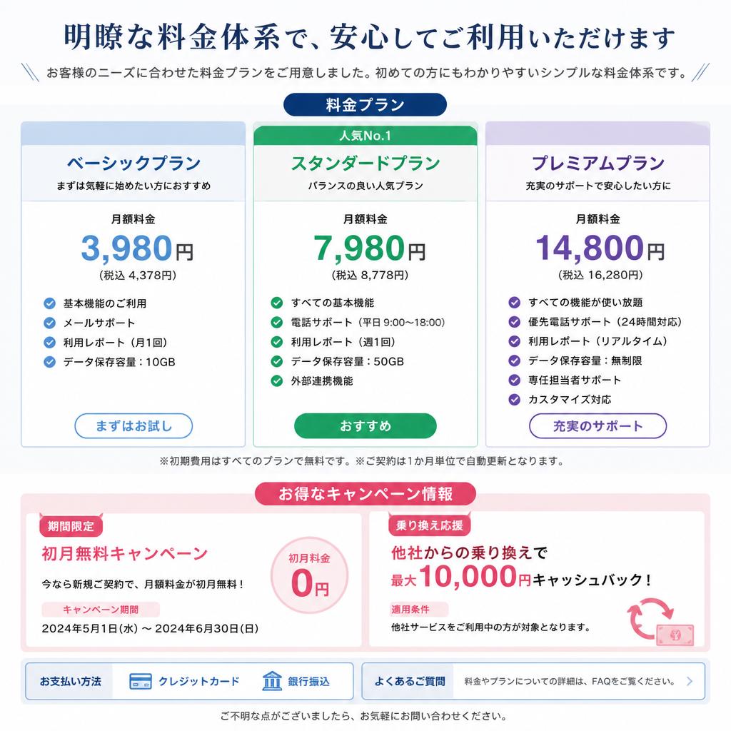 料金案内とお得なプラン