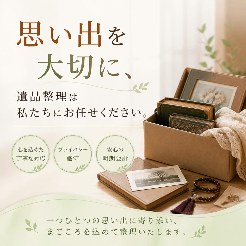 思い出を大切に、遺品整理は私たちにお任せください。