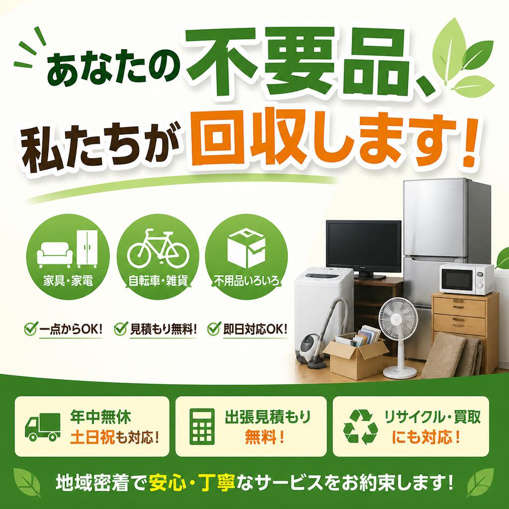 あなたの不要品、私たちが回収します！